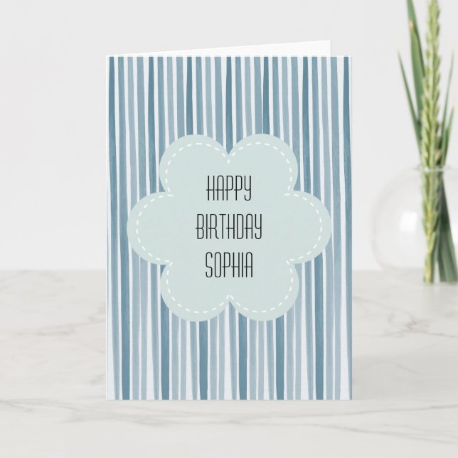 Blue Watercolor Stripes Card (Front)