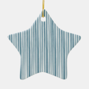 Blue Watercolor Stripes Ceramic Tree Decoration