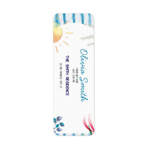 Blue Watercolor Stripes Coastal Boho Baby Shower