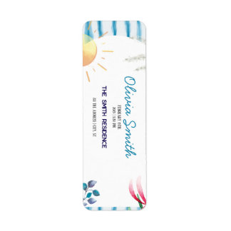 Blue Watercolor Stripes Coastal Boho Baby Shower