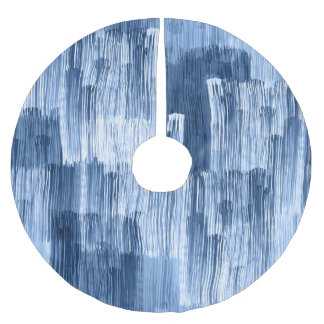 Blue Watercolor Stripes: Geometric Pattern Brushed Polyester Tree Skirt