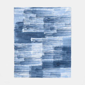 Blue Watercolor Stripes: Geometric Pattern Fleece Blanket