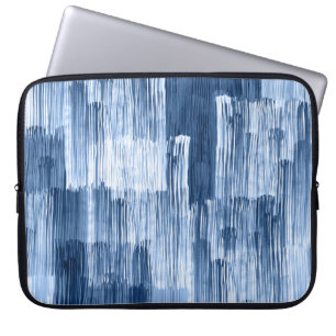Blue Watercolor Stripes: Geometric Pattern Laptop Sleeve
