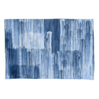 Blue Watercolor Stripes: Geometric Pattern Pillowcase