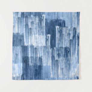 Blue Watercolor Stripes: Geometric Pattern Tapestry