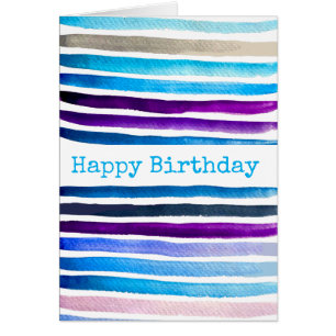 Blue watercolor stripes hand painted