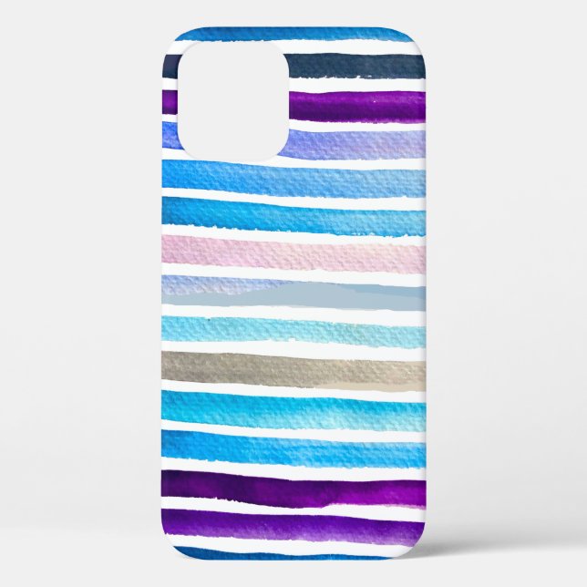 Blue watercolor stripes hand painted Case-Mate iPhone case (Back)