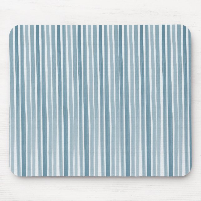 Blue Watercolor Stripes Mouse Mat (Front)