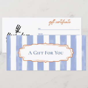 Blue Watercolor Stripes Orange Wavy Frame