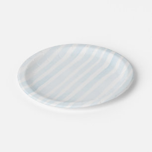 Blue Watercolor Stripes Paper Plate