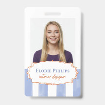 Blue Watercolor Stripes Wavy Frame Add Name