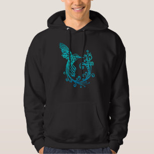 Blue Watercolor Stylised Hummingbird Bird Graphic Hoodie