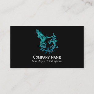 Blue Watercolor Stylised Hummingbird Business Card