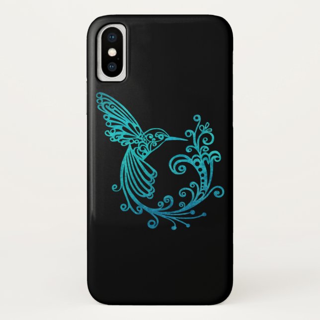 Blue Watercolor Stylised Hummingbird Case-Mate iPhone Case (Back)
