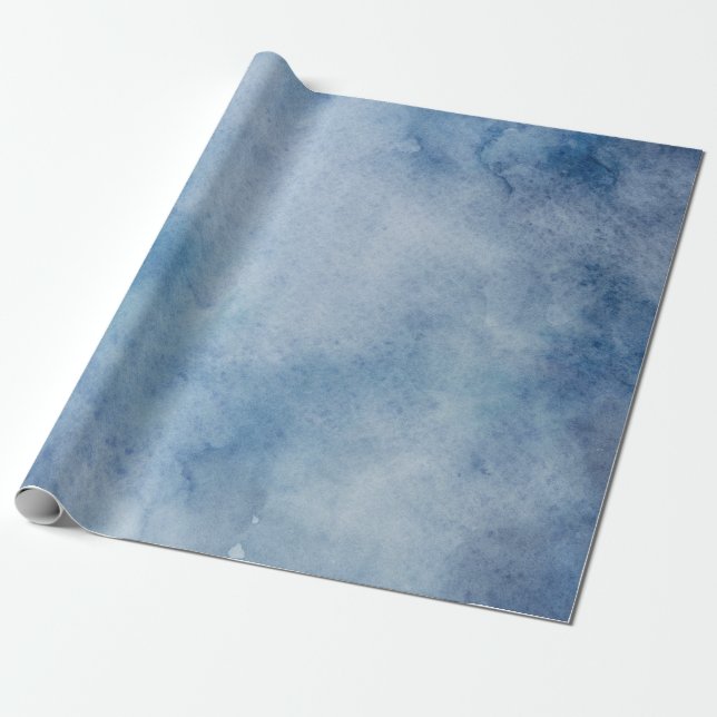 Blue Watercolor Texture Wrapping Paper (Unrolled)