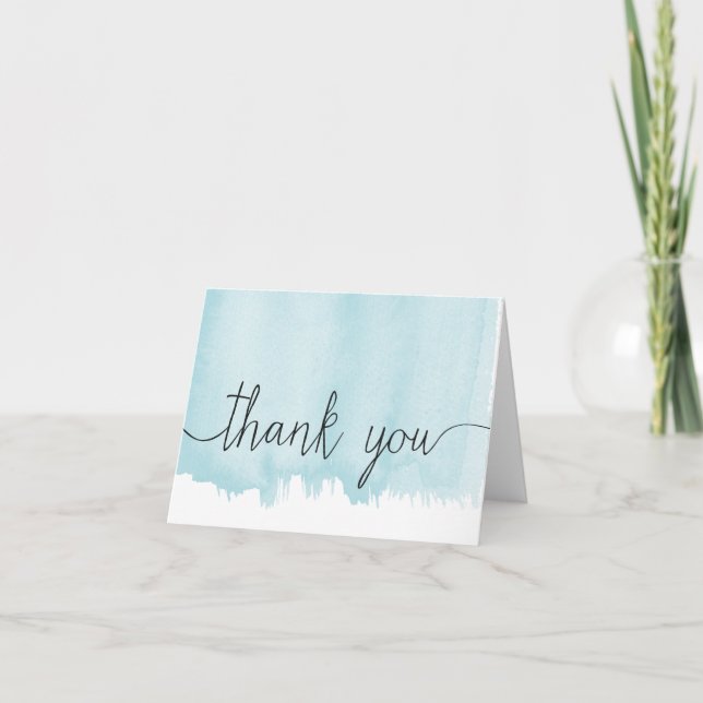 Blue Watercolor Thank you Card (Front)