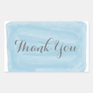 Blue Watercolor Thank You Stickers