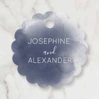 Blue Watercolor Theme Favour Tags