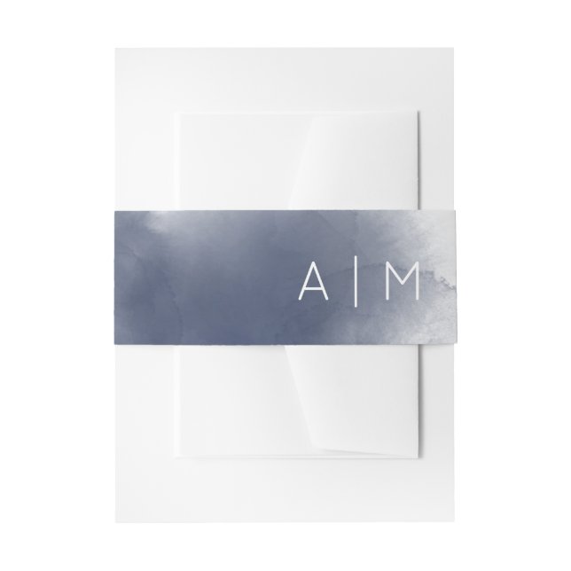Blue Watercolor Theme Invitation Belly Band (Front Example)