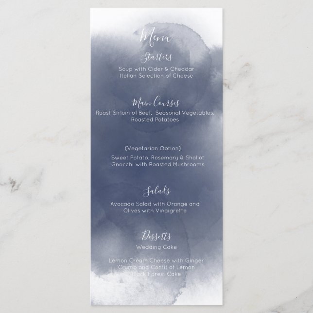 Blue Watercolor Theme Menu (Front)