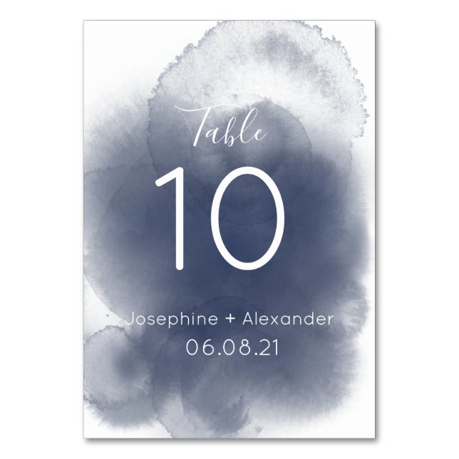Blue Watercolor Theme Table Number (Front)