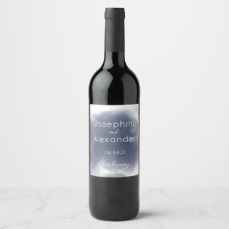 Blue Watercolor Theme Wine Label