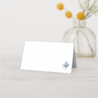 Blue Watercolor Thistle Place Card