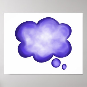 Blue Watercolor Thought Balloon Poster