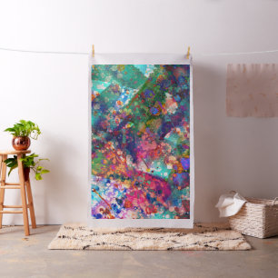 Blue Watercolor Tie Dye Splashes Abstract Painting Fabric
