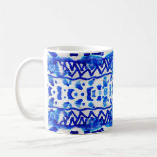 Blue watercolor tribal ethnic seamless pattern coffee mug