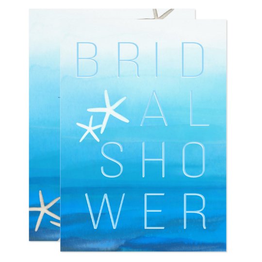 Blue Watercolor Tropical Modern BRIDAL SHOWER Card