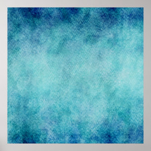 Blue Watercolor Turquoise Paper Background Poster