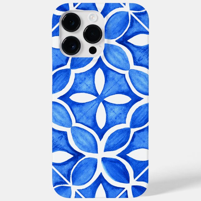 Blue Watercolor Tuscan Italian Tile  Case-Mate iPhone Case (Back)
