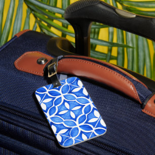 Blue Watercolor Tuscan Italian Tile  Luggage Tag