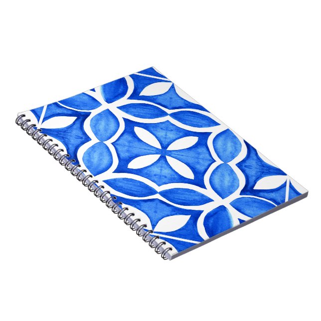 Blue Watercolor Tuscan Italian Tile  Notebook (Right Side)