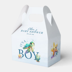 Blue Watercolor Under the Sea Baby Shower Favour Box