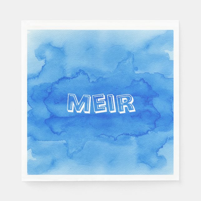 Blue watercolor upsherin napkins (Front)