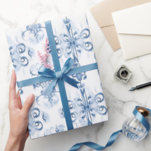 Blue Watercolor Vintage  Wrapping Paper