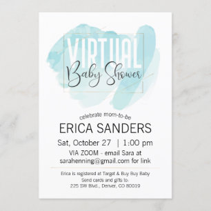 Blue Watercolor Virtual Baby Shower Invitation