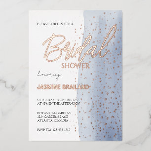 Blue Watercolor Wash Bridal Shower Sparkle