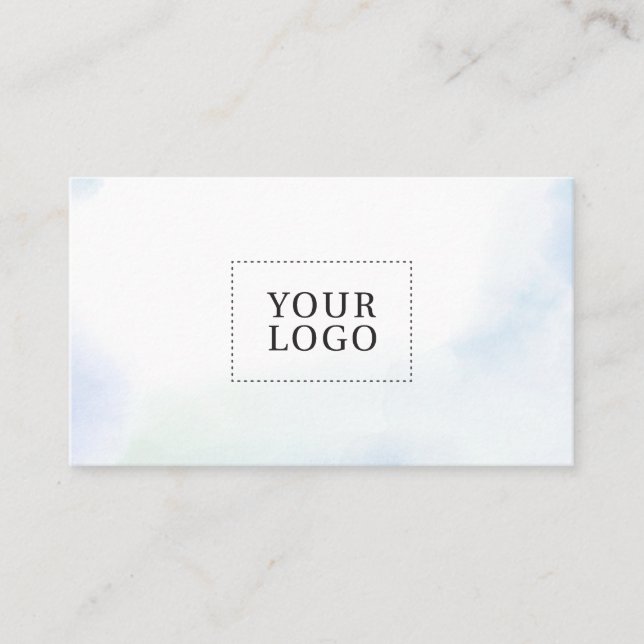 Blue Watercolor Wash Minimal Logo Business Card (Front)