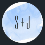 Blue Watercolor Wash Wedding Sticker<br><div class="desc">A modern wedding sticker features blue watercolor wash background.</div>