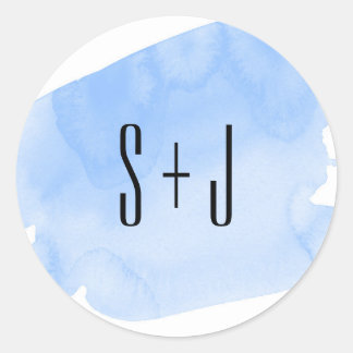 Blue Watercolor Wash Wedding Sticker