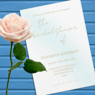 Blue Watercolor Wave Bridal Shower Invitation