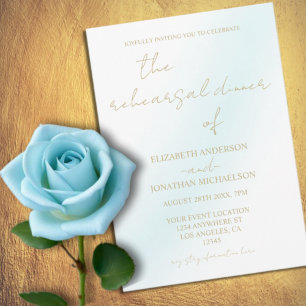 Blue Watercolor Wave Rehearsal Dinner Invitation