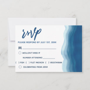 Blue Watercolor Wave   RSVP Cards
