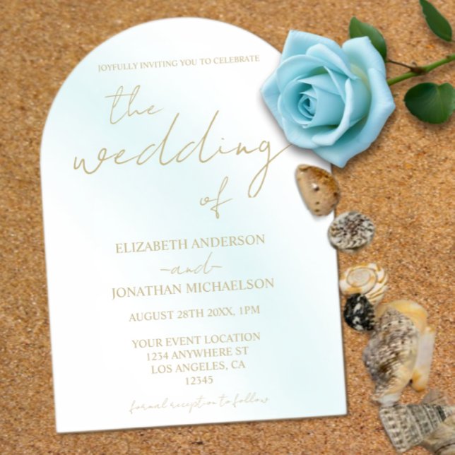 Blue Watercolor Wave Wedding Acrylic Invitations (Creator Uploaded)