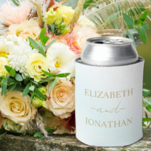 Blue Watercolor Wave Wedding Can Cooler