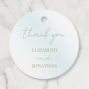 Blue Watercolor Wave Wedding Favour Tags