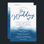 Blue Watercolor Wave | Wedding Invitation<br><div class="desc">Blue watercolor wave wedding invitation with "the Wedding of" in a script font.</div>